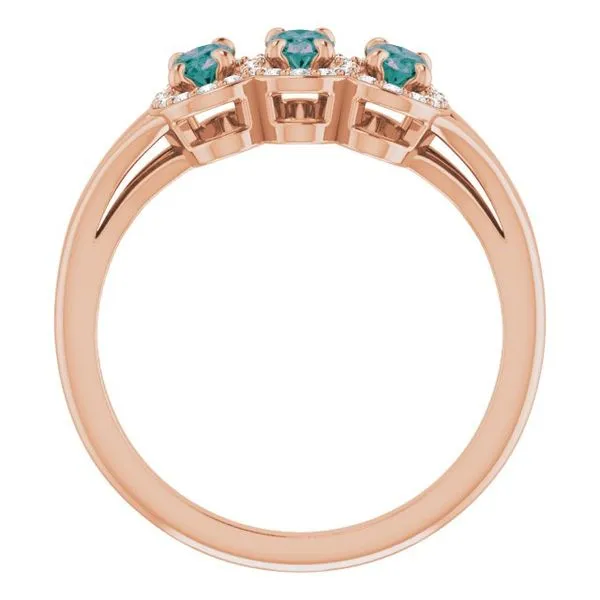 Halo-Style Three-Stone Ring Image 2 James Wolf Jewelers Mason, OH