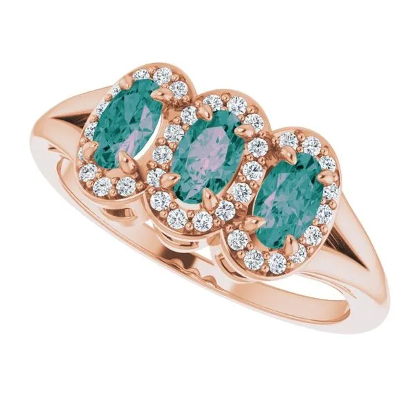 Halo-Style Three-Stone Ring Image 5 James Wolf Jewelers Mason, OH