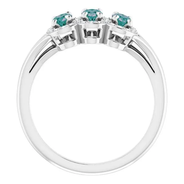 Halo-Style Three-Stone Ring Image 2 James Wolf Jewelers Mason, OH