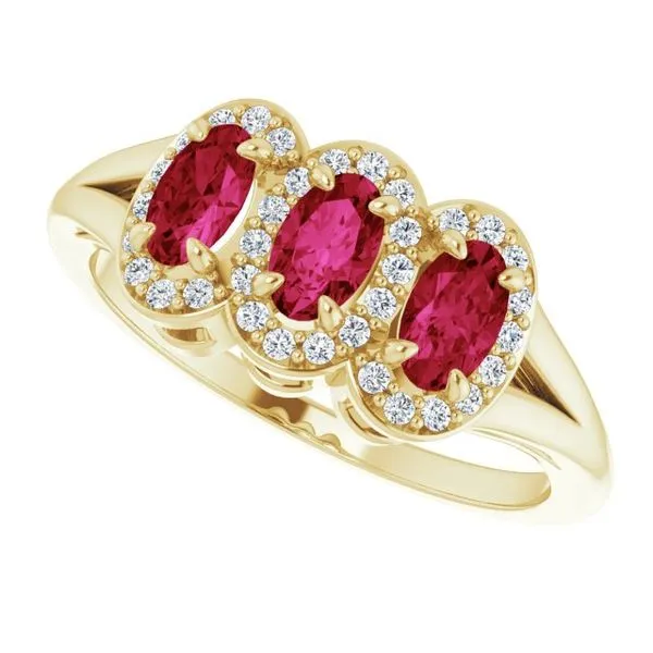 Halo-Style Three-Stone Ring Image 5 James Wolf Jewelers Mason, OH