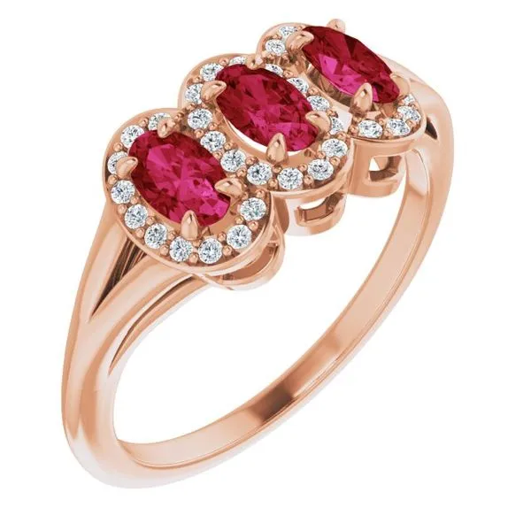 Halo-Style Three-Stone Ring James Wolf Jewelers Mason, OH