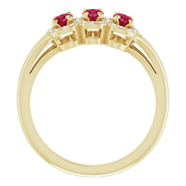 Halo-Style Three-Stone Ring Image 2 James Wolf Jewelers Mason, OH