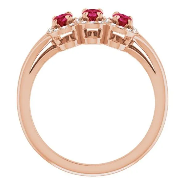 Halo-Style Three-Stone Ring Image 2 James Wolf Jewelers Mason, OH