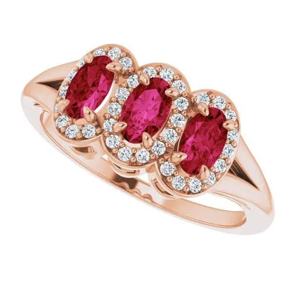 Halo-Style Three-Stone Ring Image 5 James Wolf Jewelers Mason, OH