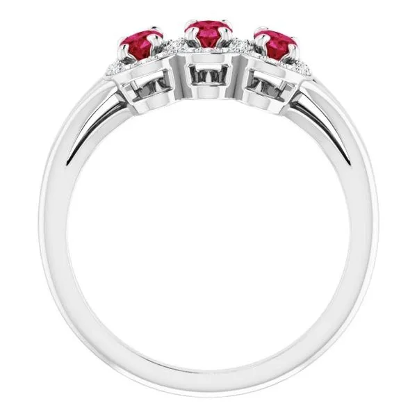 Halo-Style Three-Stone Ring Image 2 James Wolf Jewelers Mason, OH