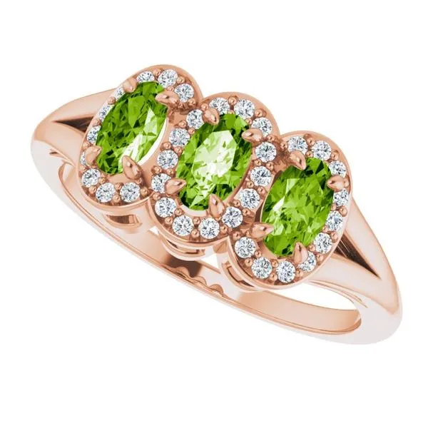 Halo-Style Three-Stone Ring Image 5 James Wolf Jewelers Mason, OH