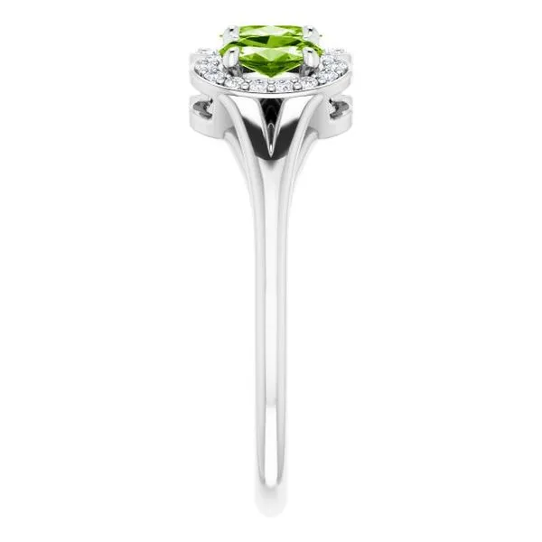 Halo-Style Three-Stone Ring Image 4 Long Jewelers Chesapeake, VA