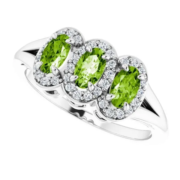 Halo-Style Three-Stone Ring Image 5 James Wolf Jewelers Mason, OH