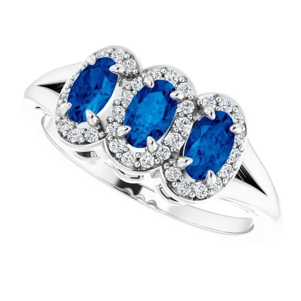 Halo-Style Three-Stone Ring Image 5 James Wolf Jewelers Mason, OH