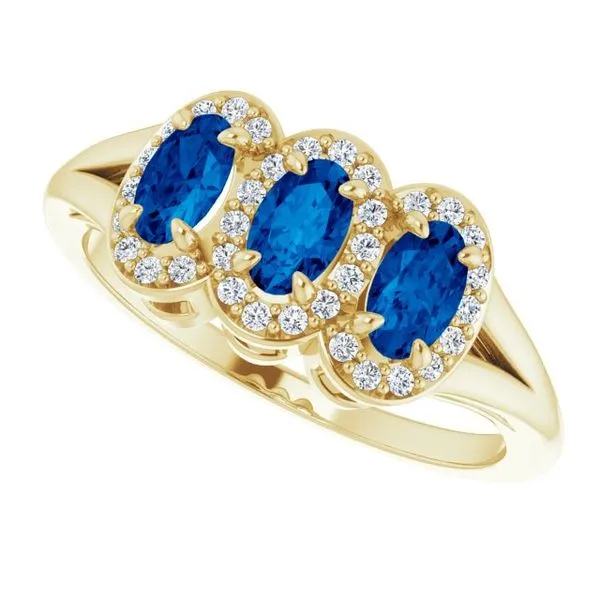 Halo-Style Three-Stone Ring Image 5 James Wolf Jewelers Mason, OH