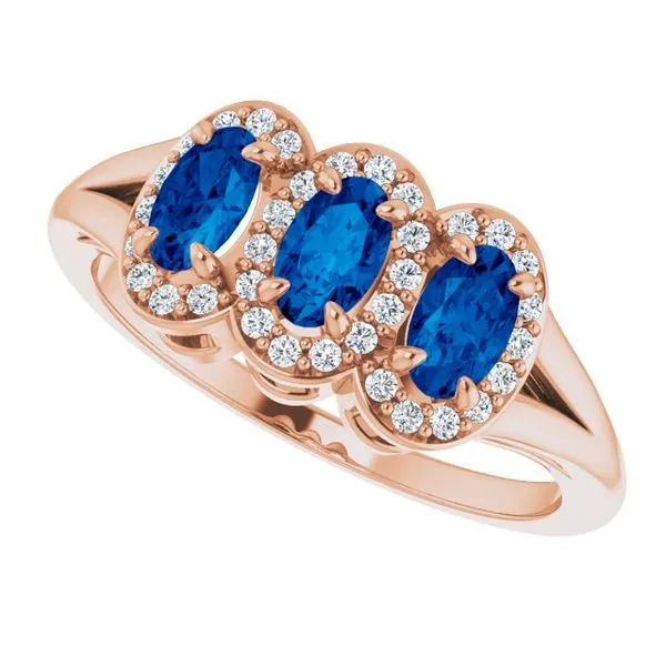 Halo-Style Three-Stone Ring Image 5 James Wolf Jewelers Mason, OH