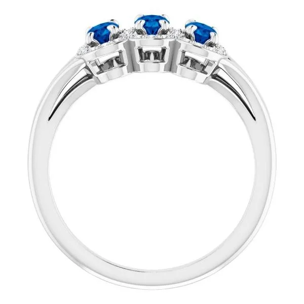Halo-Style Three-Stone Ring Image 2 James Wolf Jewelers Mason, OH