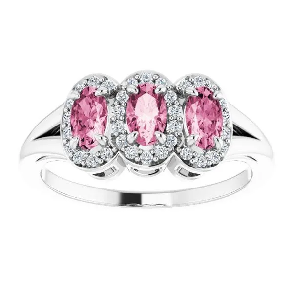 Halo-Style Three-Stone Ring Image 3 James Wolf Jewelers Mason, OH