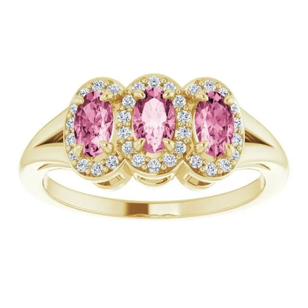 Halo-Style Three-Stone Ring Image 3 James Wolf Jewelers Mason, OH