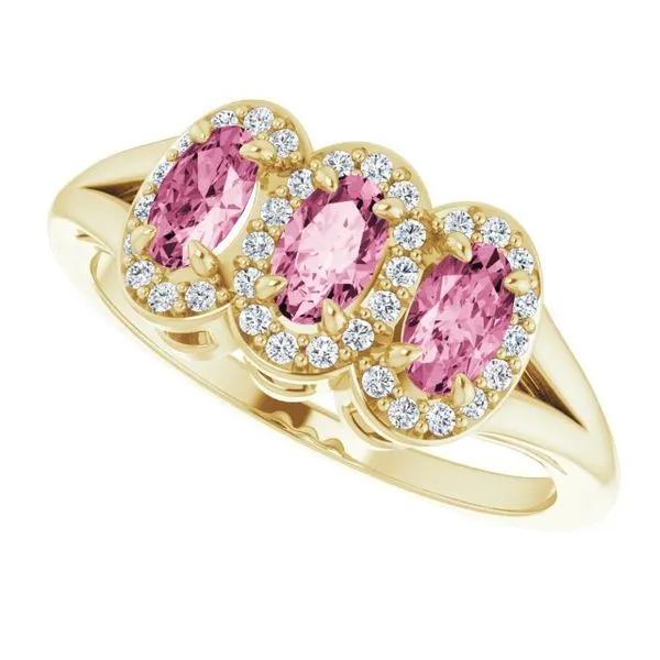 Halo-Style Three-Stone Ring Image 5 James Wolf Jewelers Mason, OH