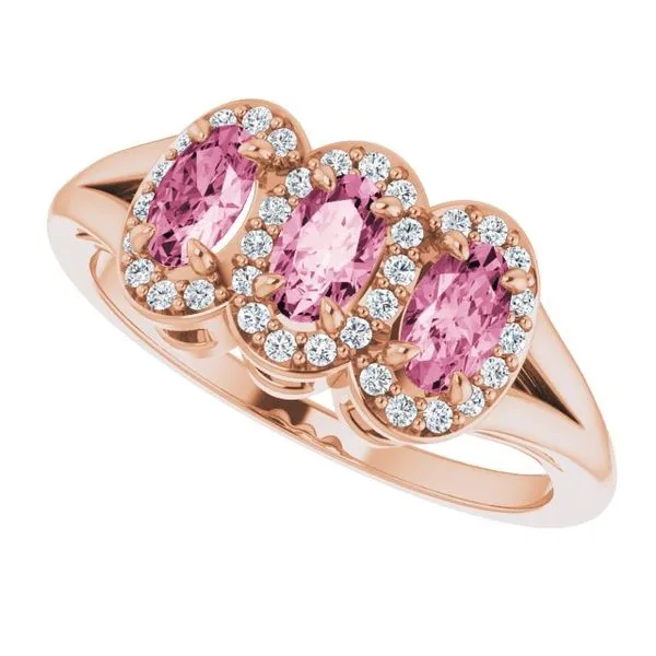 Halo-Style Three-Stone Ring Image 5 James Wolf Jewelers Mason, OH