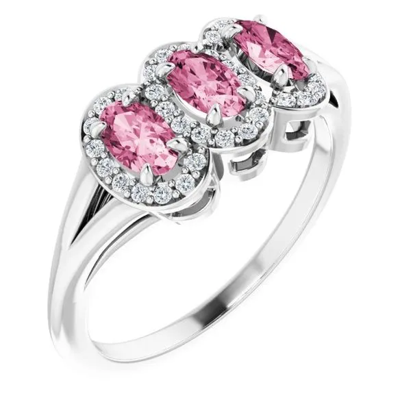 Halo-Style Three-Stone Ring James Wolf Jewelers Mason, OH