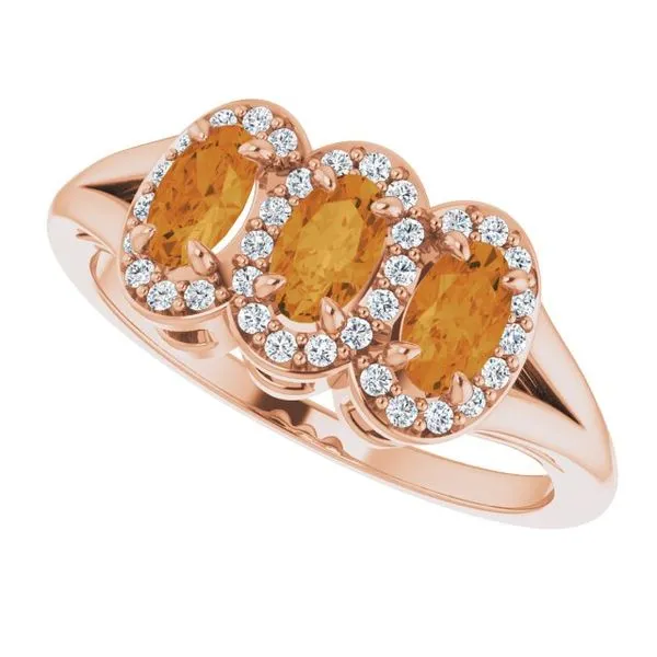 Halo-Style Three-Stone Ring Image 5 James Wolf Jewelers Mason, OH