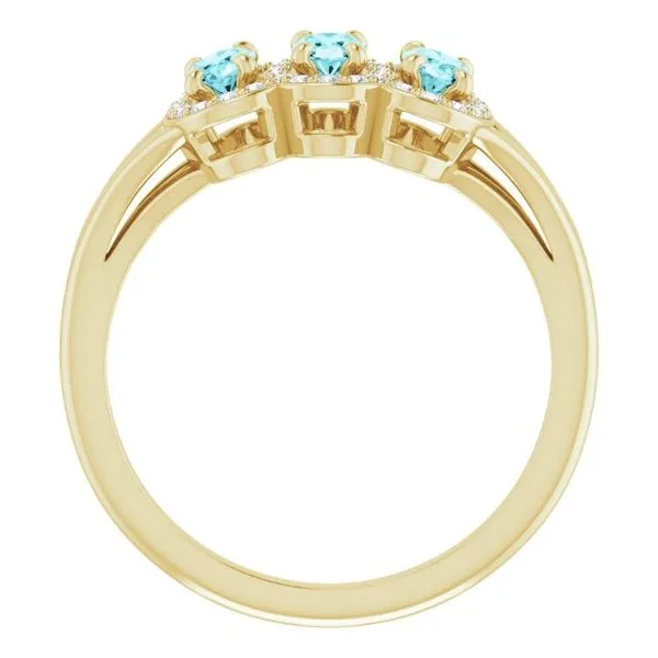 Halo-Style Three-Stone Ring Image 2 James Wolf Jewelers Mason, OH