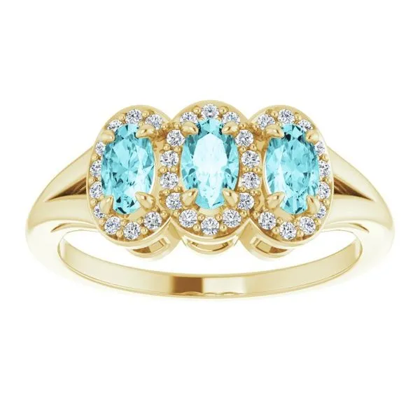 Halo-Style Three-Stone Ring Image 3 James Wolf Jewelers Mason, OH