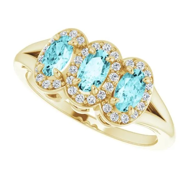 Halo-Style Three-Stone Ring Image 5 James Wolf Jewelers Mason, OH