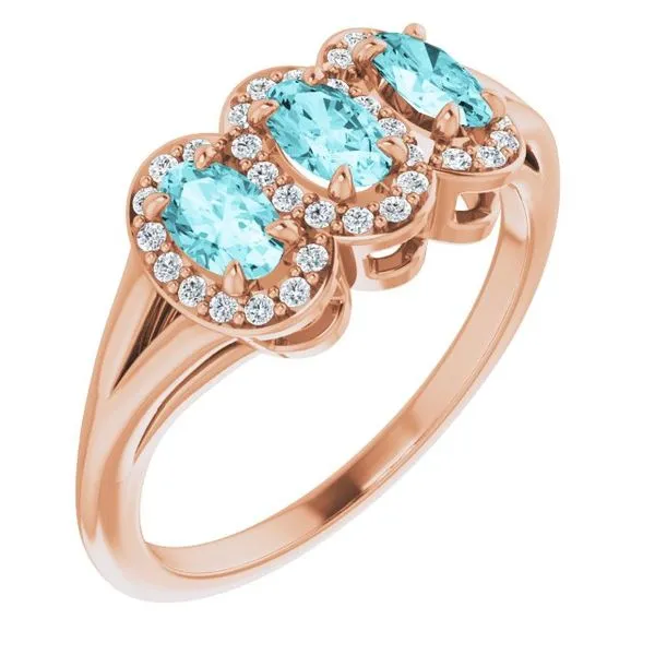 Halo-Style Three-Stone Ring James Wolf Jewelers Mason, OH