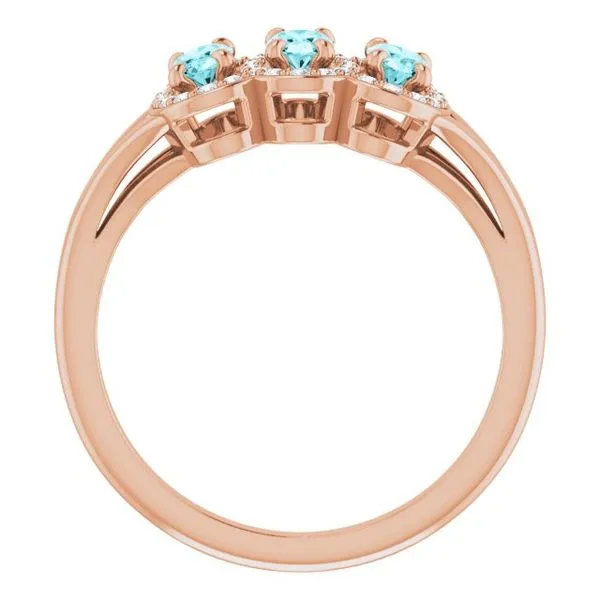 Halo-Style Three-Stone Ring Image 2 James Wolf Jewelers Mason, OH