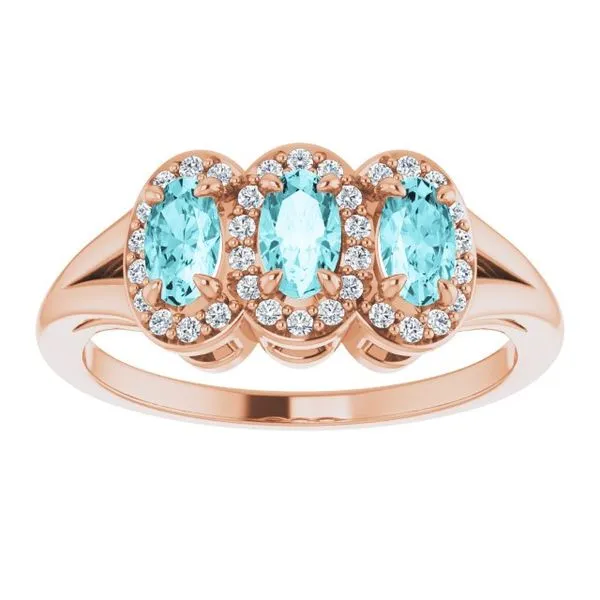 Halo-Style Three-Stone Ring Image 3 James Wolf Jewelers Mason, OH