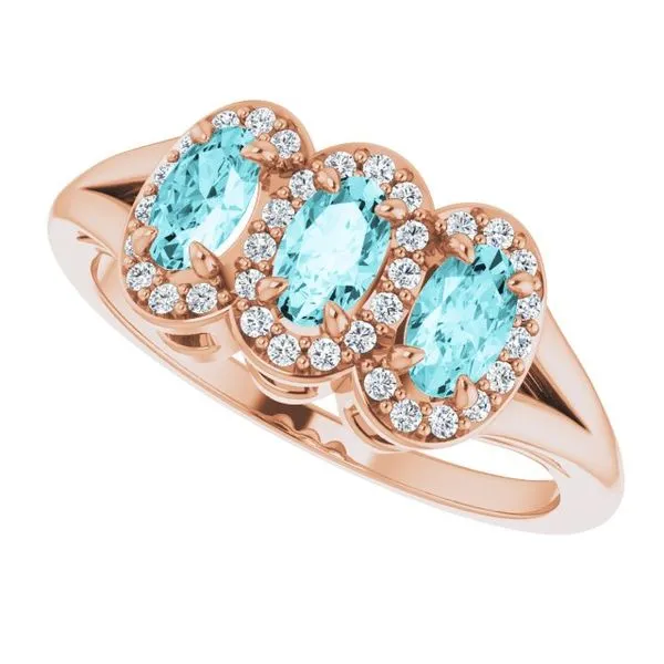 Halo-Style Three-Stone Ring Image 5 James Wolf Jewelers Mason, OH