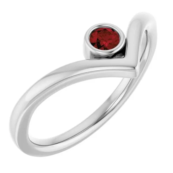 Bezel-Set Solitaire V Ring Cherry Street Jewelers Tulsa, OK