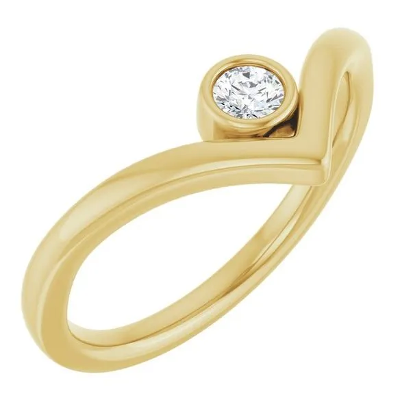 Bezel-Set Solitaire V Ring Milan's Jewelry Inc Sarasota, FL