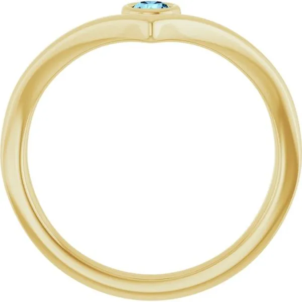 Bezel-Set Solitaire V Ring Image 2 Linwood Custom Jewelers Linwood, NJ