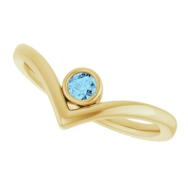 Bezel-Set Solitaire V Ring Image 5 Linwood Custom Jewelers Linwood, NJ