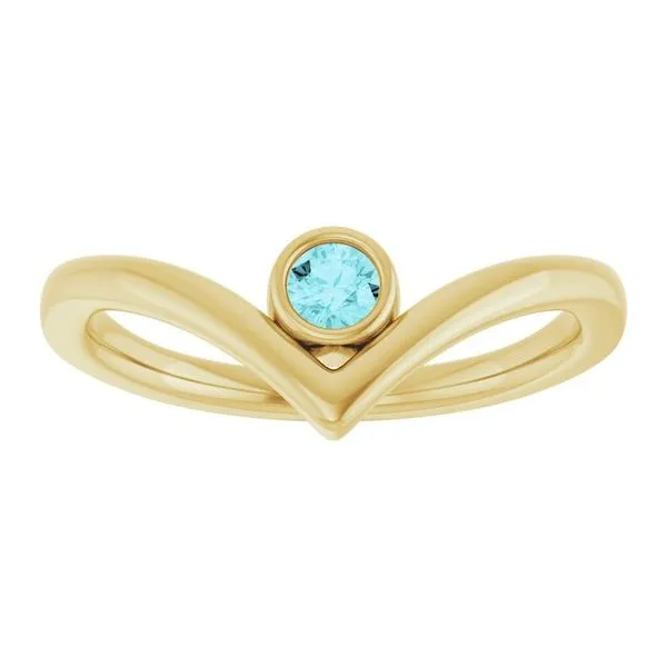 Bezel-Set Solitaire V Ring Image 3 James Wolf Jewelers Mason, OH