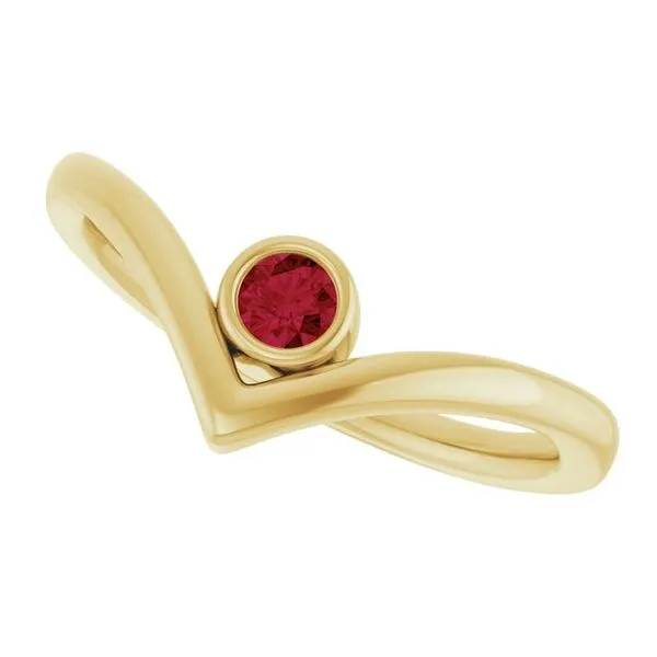 Bezel-Set Solitaire V Ring Image 5 Becky Beck's Jewelry DeKalb, IL