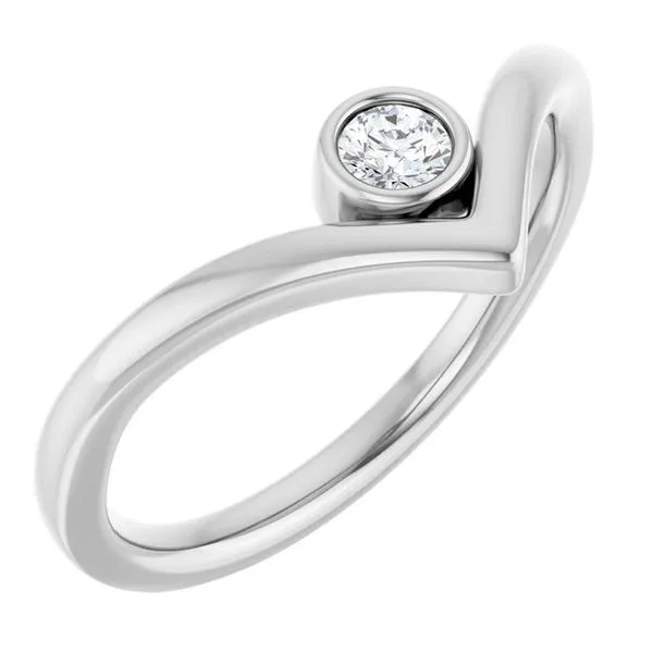 Bezel-Set Solitaire V Ring Hopman Jewelers Elkhart, IN