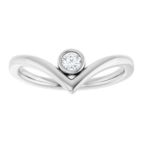 Bezel-Set Solitaire V Ring Image 3 Rasmussen Jewelers Spanish Fork, UT