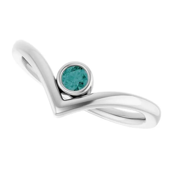 Bezel-Set Solitaire V Ring Image 5 Linwood Custom Jewelers Linwood, NJ