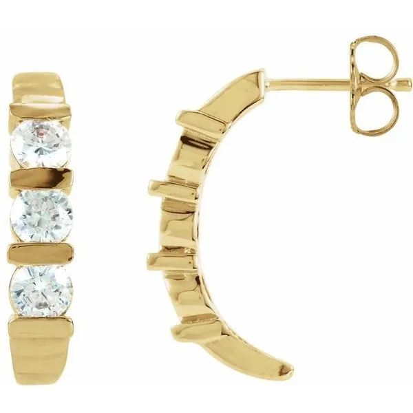 Three-Stone J-Hoop Earrings Hopman Jewelers Elkhart, IN