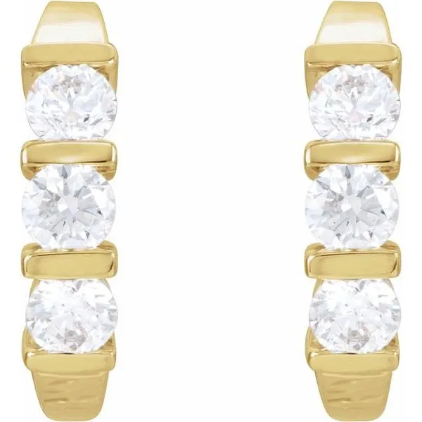 Three-Stone J-Hoop Earrings Image 2 Cherry Street Jewelers Tulsa, OK