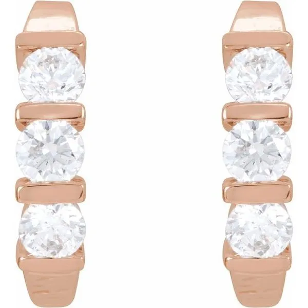 Three-Stone J-Hoop Earrings Image 2 Hopman Jewelers Elkhart, IN