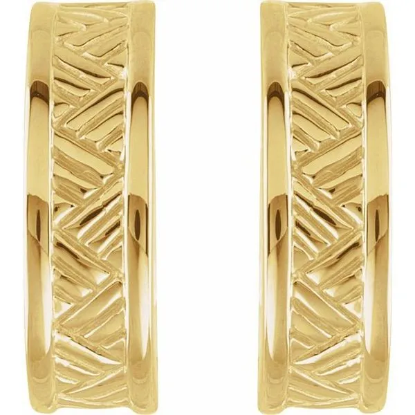 Patterned J-Hoop Earrings Image 2 Hopman Jewelers Elkhart, IN