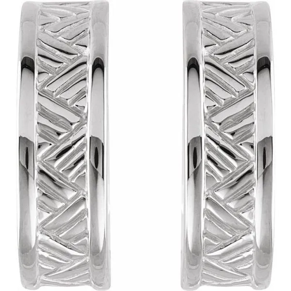 Patterned J-Hoop Earrings Image 2 Hopman Jewelers Elkhart, IN