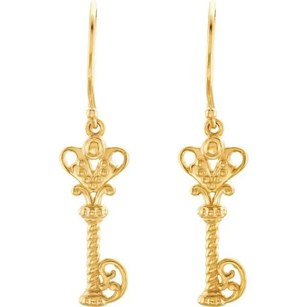 Vintage-Inspired Key Earrings Image 2 D&M Jewelers Green Bay, WI