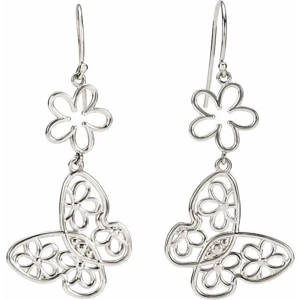 Butterfly & Floral Earrings Image 2 D&M Jewelers Green Bay, WI
