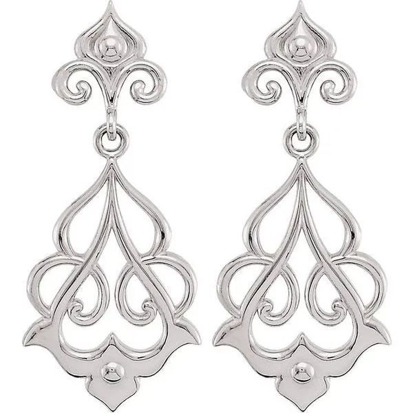 Floral Fleur-de-lis Earrings Image 2 James Wolf Jewelers Mason, OH