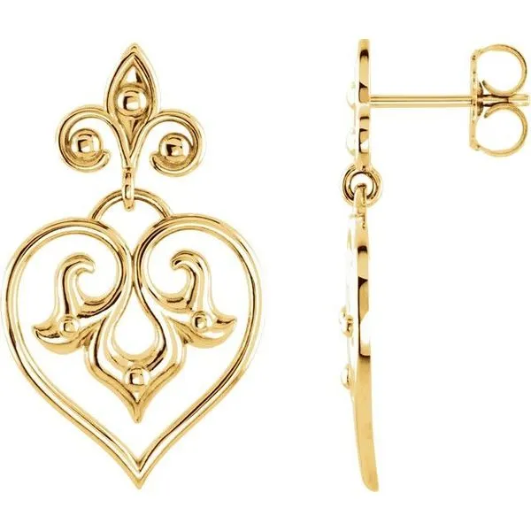Fleur-de-lis Heart Earrings Henry B. Ball Jewelers Canton, OH