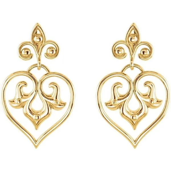 Fleur-de-lis Heart Earrings Image 2 Comstock Jewelers Edmonds, WA