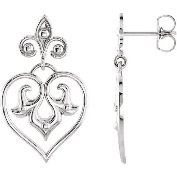 Fleur-de-lis Heart Earrings Delfine's Jewelry Charleston, WV