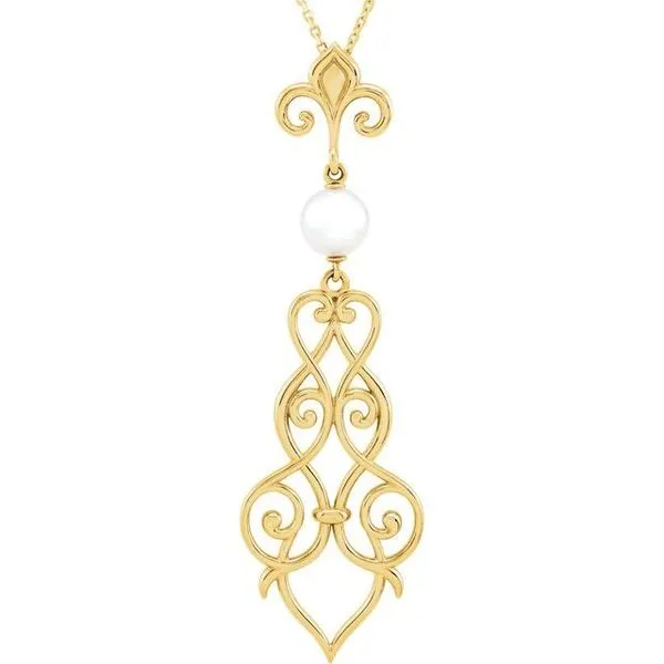 Pearl Fleur-de-lis Necklace Delfine's Jewelry Charleston, WV